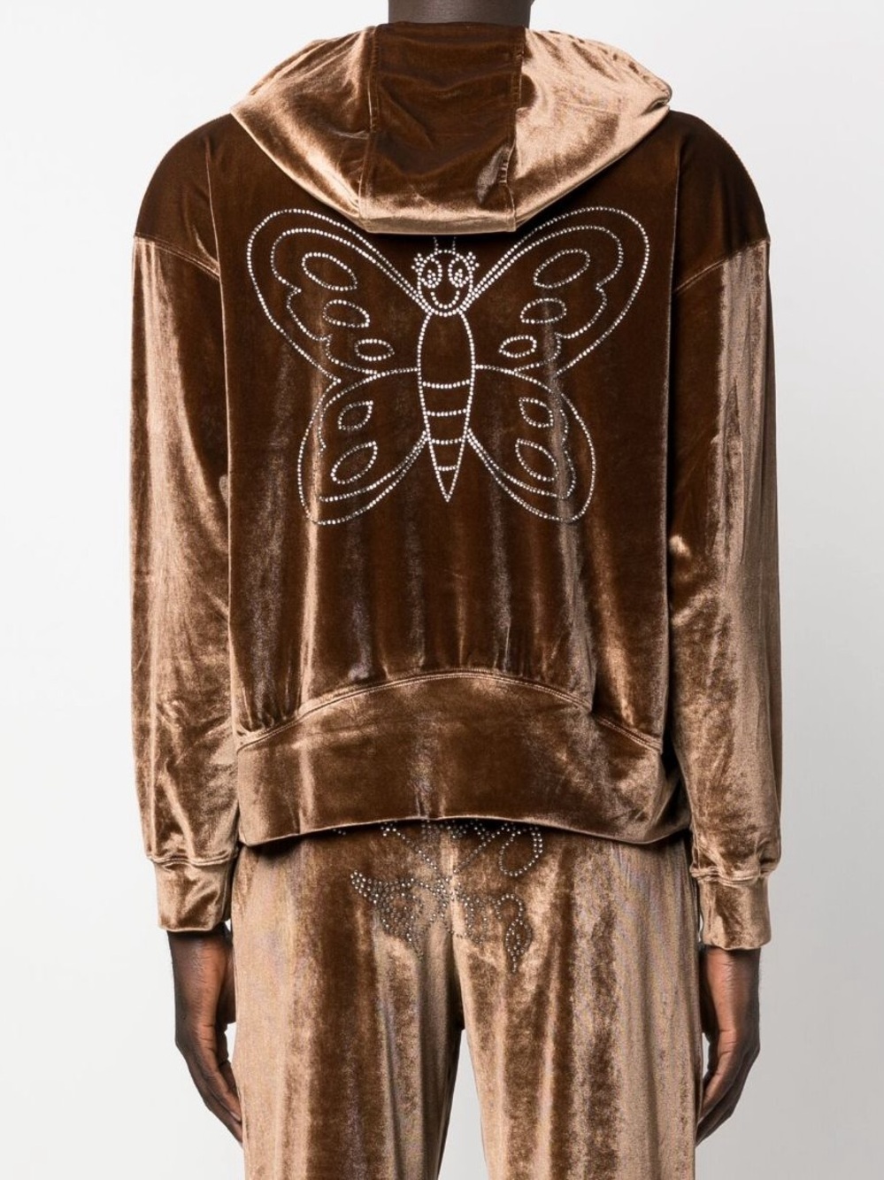 P.A.M Perks And Mini Varg 2.0 Brown Velour Drawstring Embellished Hoodie Size L